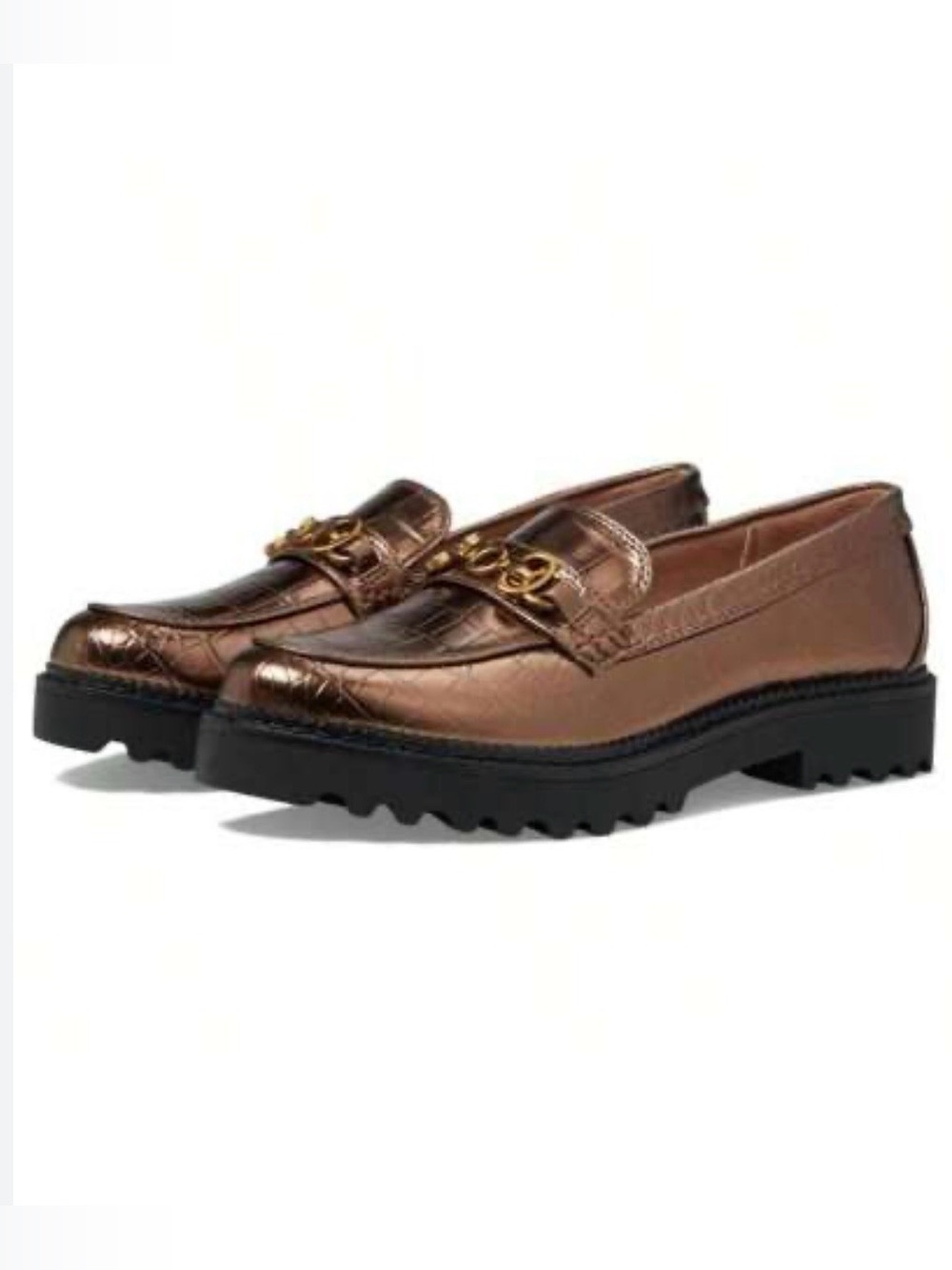 Circus NY by Sam Edelman Deana Metallic Bronze Croc Lug Platform Loafers Sz 9.5
